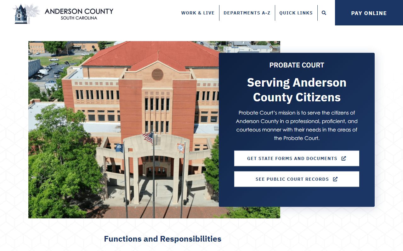 Anderson County Probate Court Marriage Records office location