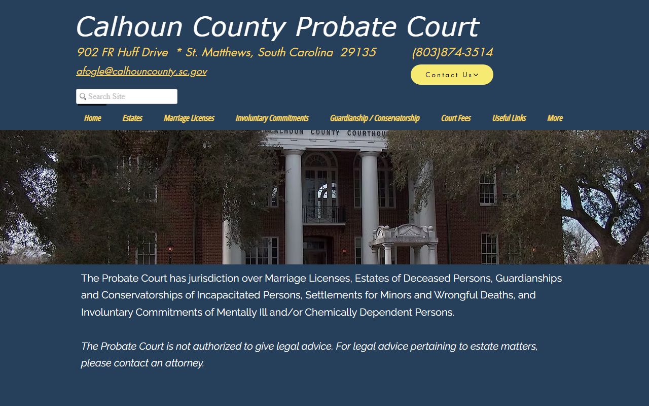 Calhoun County Probate Court marriage records office