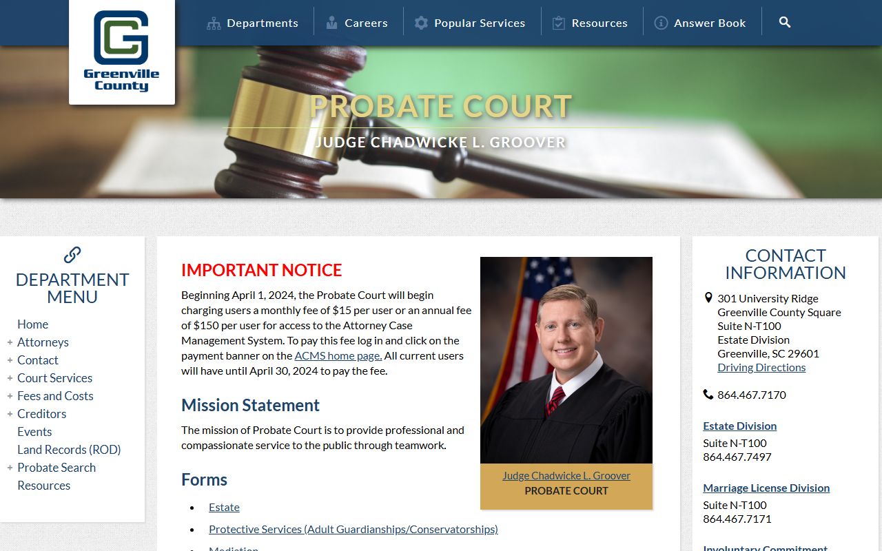 Greenville County Probate Court office building