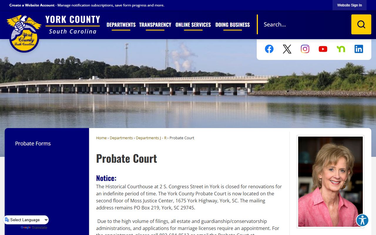 York County Probate Court marriage records office